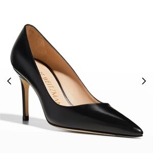 Stuart Weitzman Black Leather Stiletto Pumps 85 Size 7.5/38